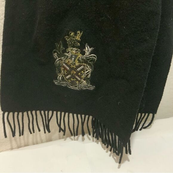 The Scotch House 100% Wool Lambswool black Scarf 12”x72” vintage - Picture 5 of 13